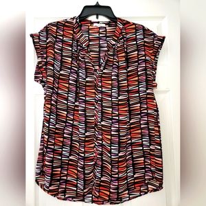 Pleione geometric blouse top